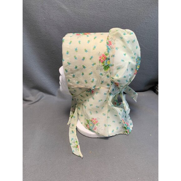 Vintage Floral Bonnet with Ties - Handmade Lightweight Fabric Charming Design - Picture 2 of 9